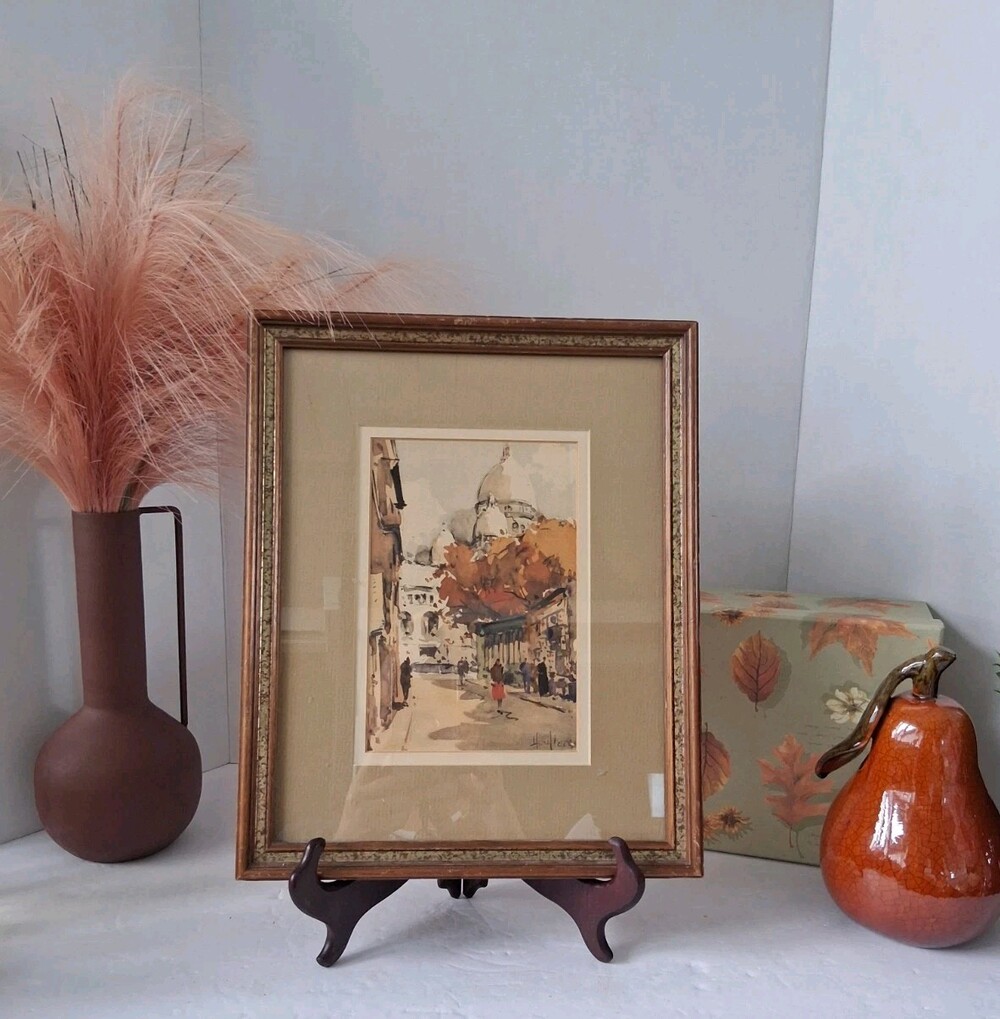 Vtg H Alexis Paris Lithograph Sacre Coeur Montmarke Framed Print 'The Bay' Label